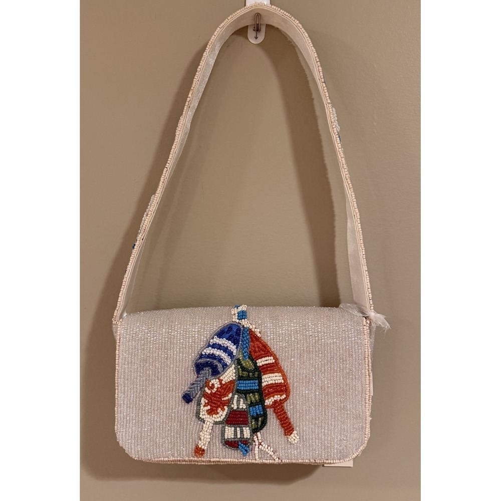 Beaded Lobster Buoy Nautical Coastal Shoulder Bag Handbag White Viral NEW‎